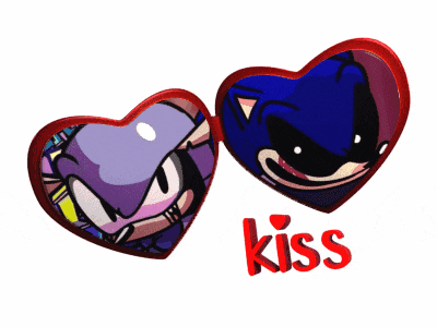 a picture of two hearts with the word kiss on it