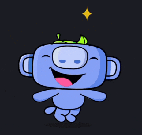 a cartoon character with a leaf on his head