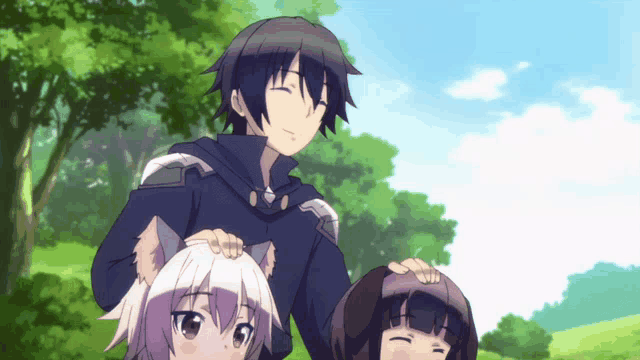 a group of anime characters including a boy with a cat ears