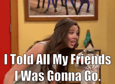 a picture of a girl with a caption that reads " i told all my friends i was gonna go "