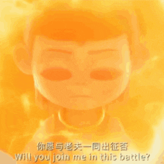 a close up of a cartoon character with the words " will you join me in this battle " on the bottom