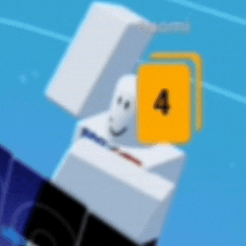 a yellow card with the number 4 on it is on a blue surface