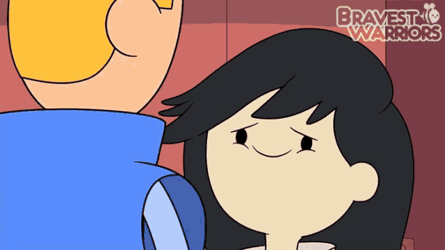 a cartoon of a boy and a girl with the words bravest warriors on the bottom right