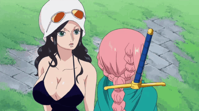 a cartoon of a woman with a sword