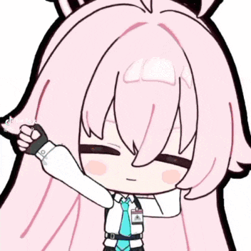 a cartoon girl with pink hair is wearing a white shirt and a blue tie