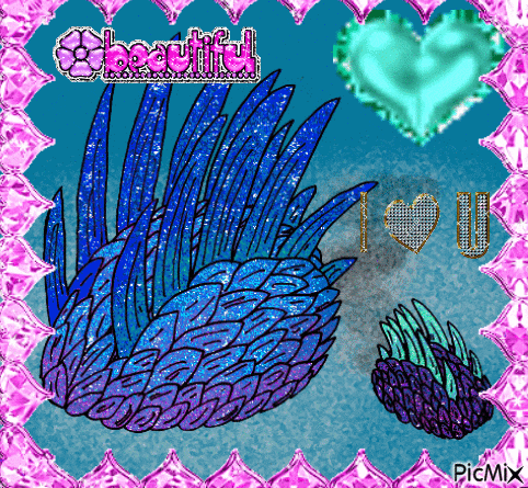 a drawing of a bird 's wings with the words beautiful i love you