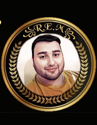 a picture of a man in a gold circle with the words s.r.e.m.s. on it