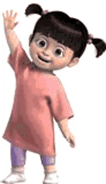 boo from monsters inc is waving her hand .