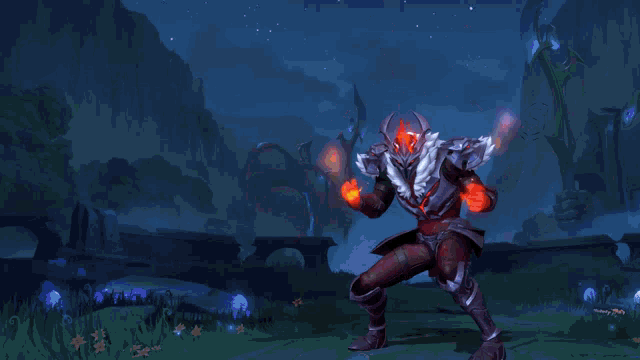 a video game character is holding a fireball in his hands