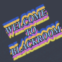 a man with glasses is surrounded by a white circle that says party room