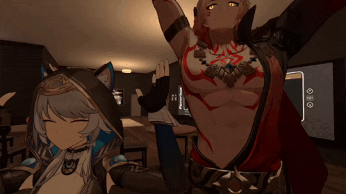 a man and a woman are standing next to each other