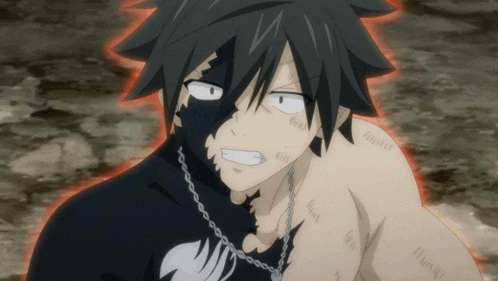 a close up of a fairy tail character with a black face