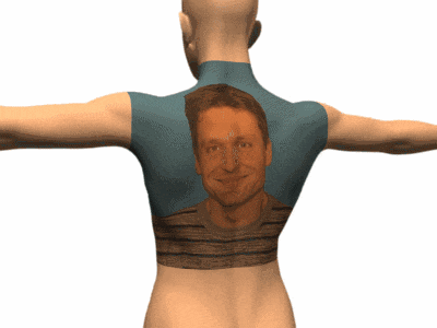 a 3d model of a man with a tattoo on his back