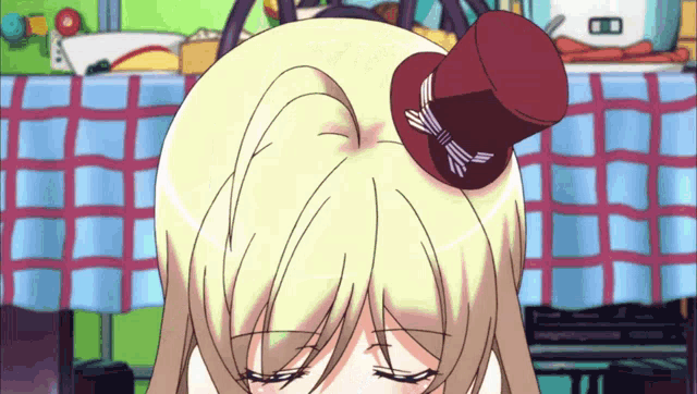a girl with a top hat on her head