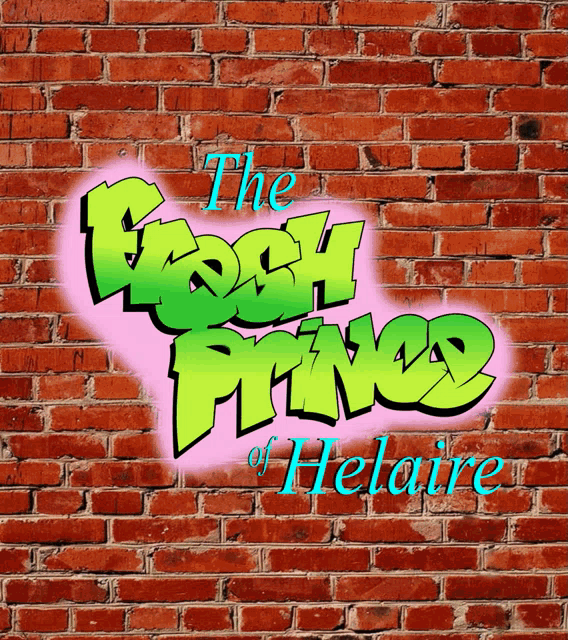a brick wall with graffiti of the fresh prince of belaire