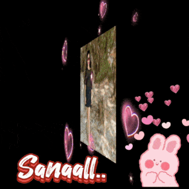 a picture of a girl with sanaall written on it