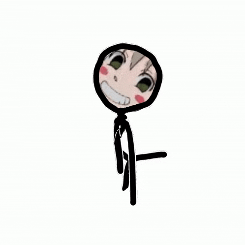 a stick figure with a cartoon face on it is standing on a white background .