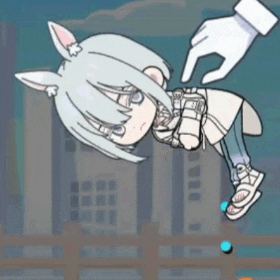 a cartoon character is laying on the ground with a hand pointing at her .