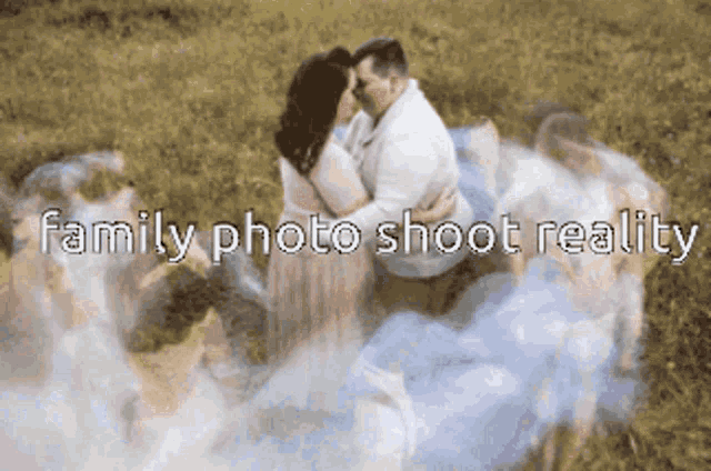 a picture of a man and a woman with the words family photo shoot reality below them