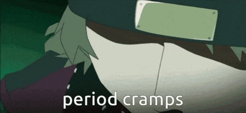 a cartoon of a person with the words period cramps written on the bottom
