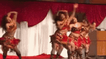 a group of belly dancers are performing on a stage .