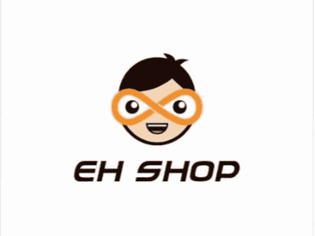 a logo for eh shop shows a boy wearing infinity mask