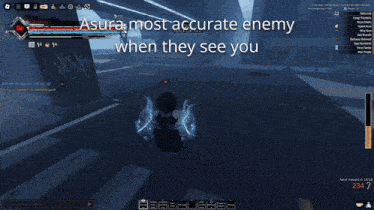 a screenshot of a video game with asura most accurate enemy when they see you