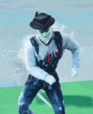 a man is dancing in a video game while wearing a hat and sunglasses .