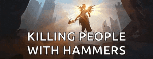 a picture of an angel with the words killing people with hammers