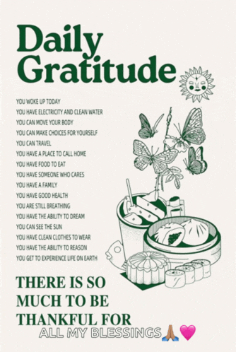 a poster that says daily gratitude with butterflies