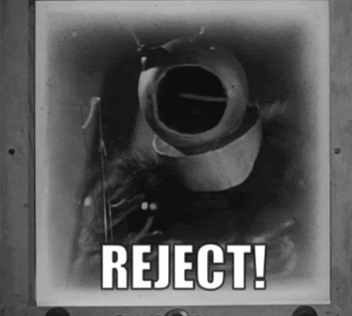 a black and white photo with the words " reject " on it