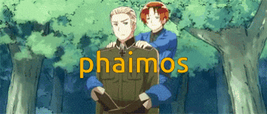 a couple of anime characters with the word phaimos above them