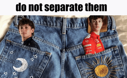 a pair of jeans with the words do not separate them on the top