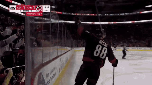 a hockey player with the number 88 on his back