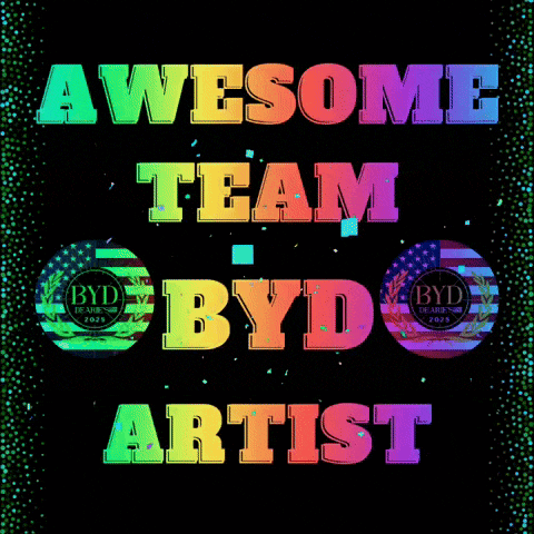 a black background with the words awesome team byd artist