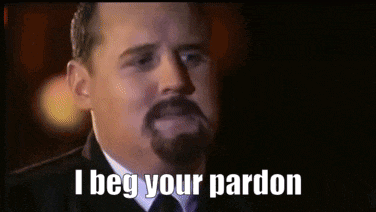 a man in a suit and tie is saying i beg your pardon .