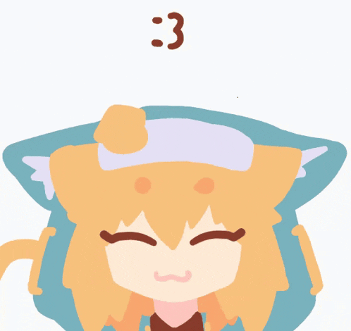 a drawing of a cat with a smiley face and the number 3 above it
