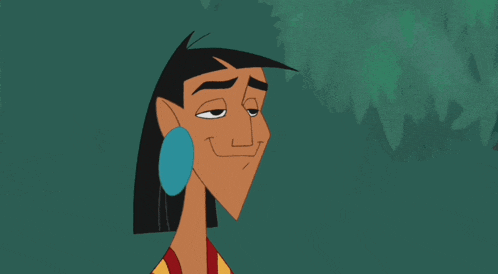 a cartoon character with a large blue earring on his left ear