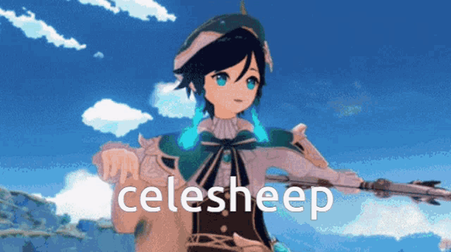 celesheep is written on a picture of a person