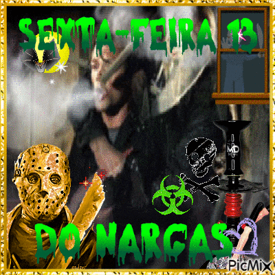 a picture of jason voorhees with the words sexta-feira do harcas on it