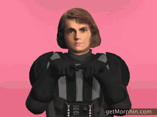 a picture of a man in a star wars costume with the website getmorphin.com in the lower right corner