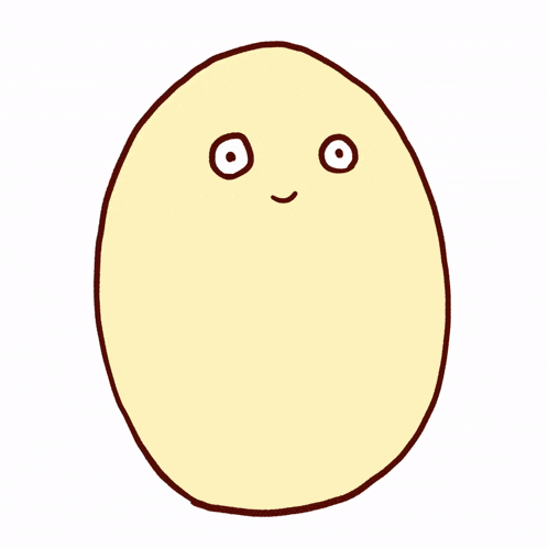 a cartoon drawing of a yellow egg with hearts coming out of it