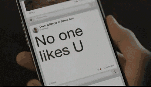 someone is holding a cell phone that says no one likes u on the screen