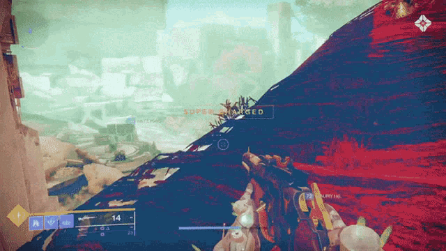 a screenshot of a video game that says supercharged on the bottom