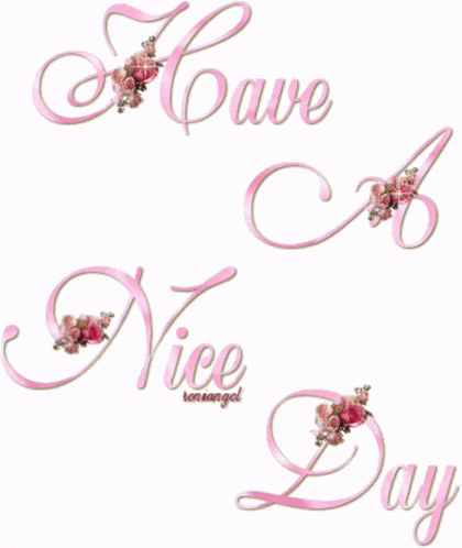 a graphic that says have a nice day with pink flowers