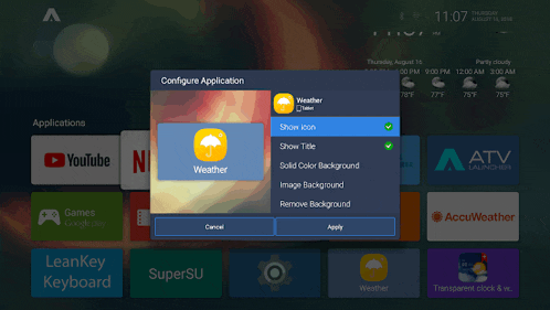 a screenshot of a tv showing a weather app