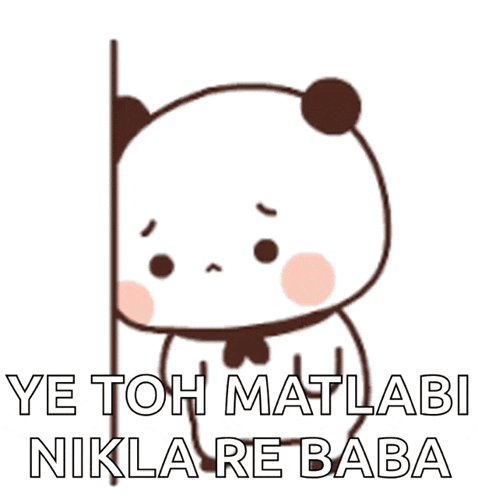 a cartoon panda bear leaning against a wall with the words ye toh matlabi nikla re baba written below it