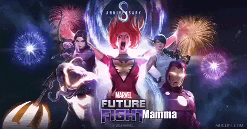 an advertisement for marvel future fight mamma