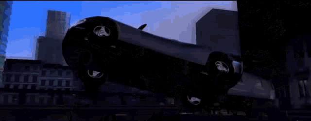 a car is flying through the air in a video game scene