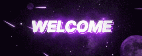 a purple background with the word welcome written in white